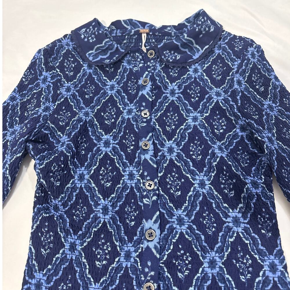 Free People Women’s Small Caught A Feeling Smocked Top Long Sleeve Boho Party - Picture 6 of 11